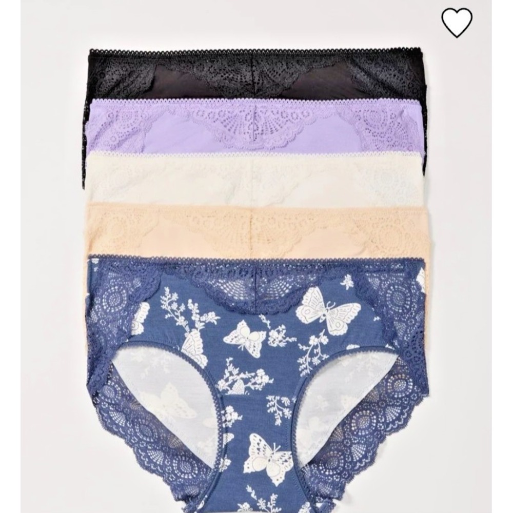 SOMA Embraceable Hipster Panty Size Large Crochet Lace Waist 5 Pack Multi NWT